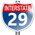 Interstate highway 29 road sign isolated on white background