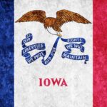 Metallic Iowa state flag, Iowa flag background