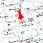Red Thumbtack Over Iowa State USA Map